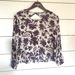 Daytrip Buckle Long-sleeve Purple Floral Blouse